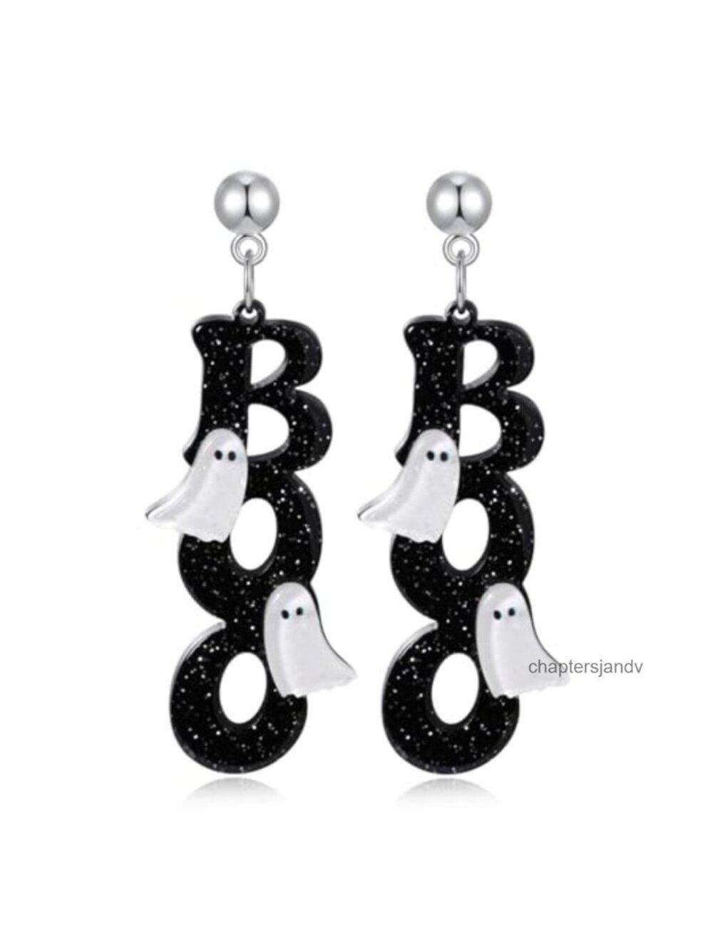 Ghost BOO Acrylic Stainless Steel Dangle Drop Halloween Earrings